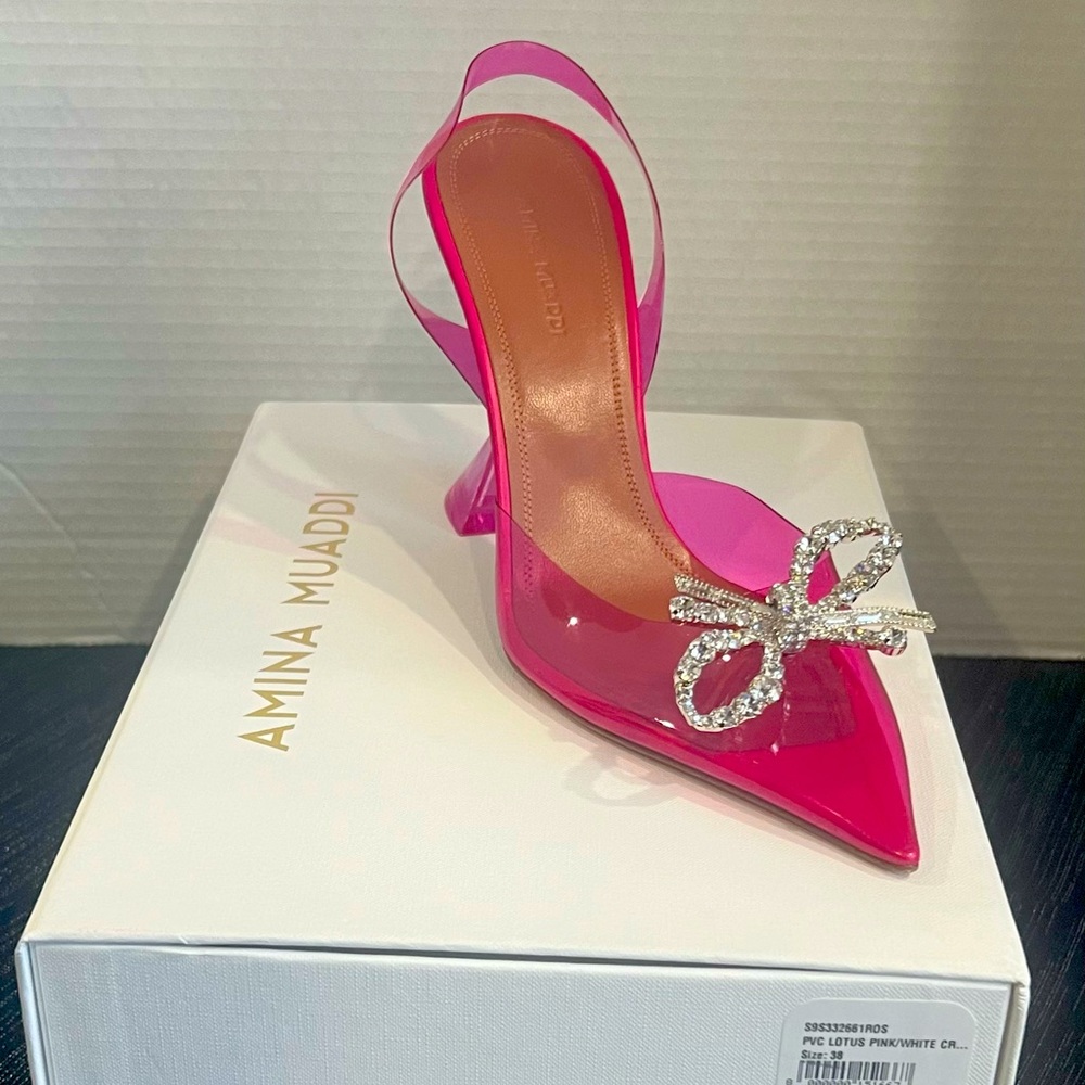 Amina Muaddi Rosie glass Slingback pumps Size 38